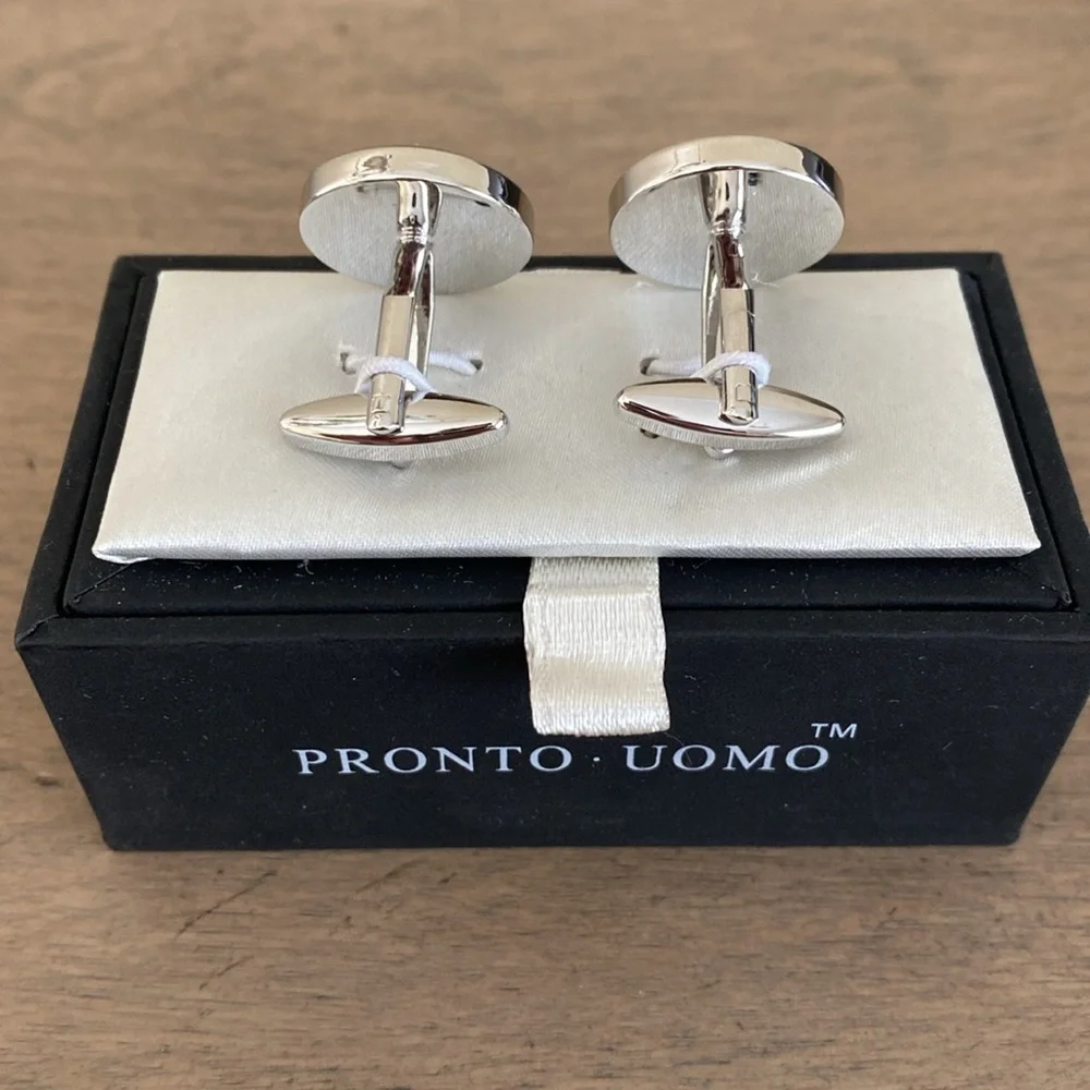 Pronto Uomo Cufflinks Set of 2 Blue/ White
